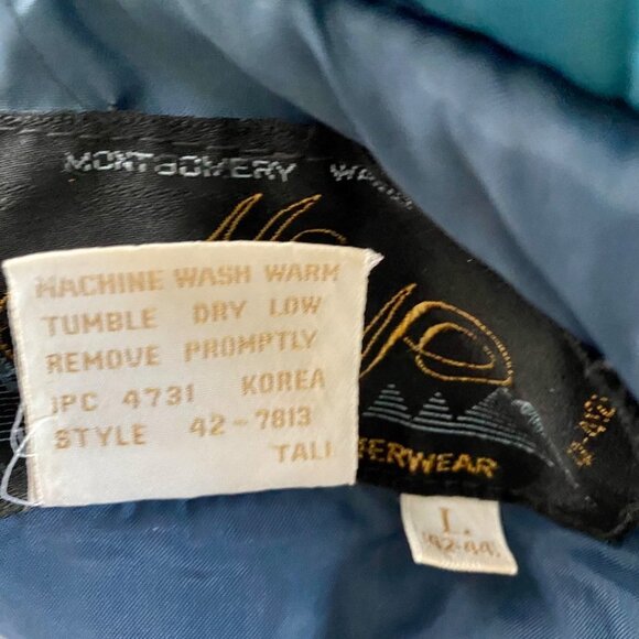 Montgomery Ward Blue Parka Jacket with Removable Hood Vintage Large - Picture 15 of 16